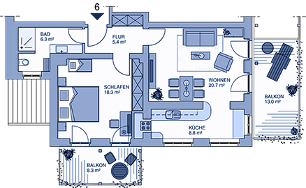 Grundriss der Ferienwohnung - Ferienwohnung 06