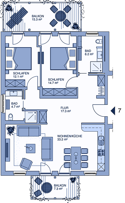 Grundriss der Ferienwohnung - Ferienwohnung 07