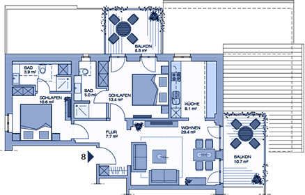 Grundriss der Ferienwohnung - Ferienwohnung 08