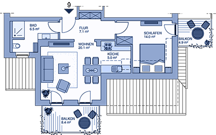 Grundriss der Ferienwohnung - Ferienwohnung 09