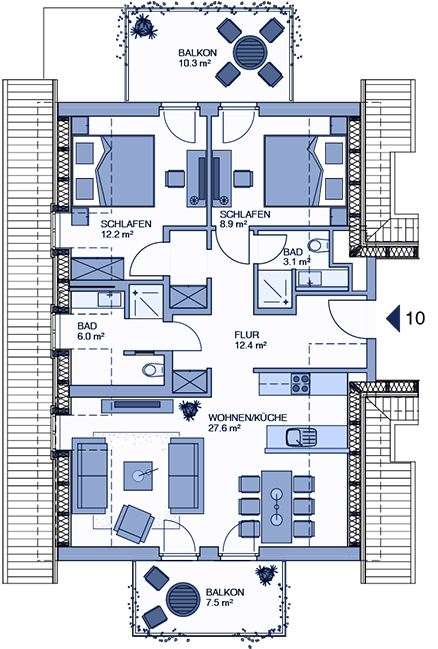 Grundriss der Ferienwohnung - Ferienwohnung 10