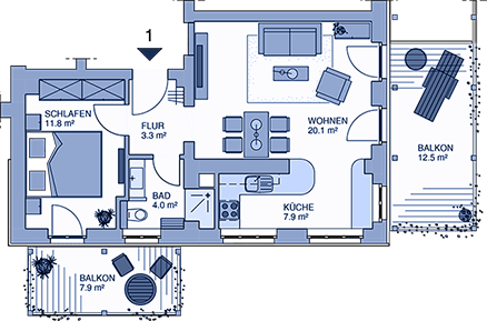 Grundriss der Ferienwohnung - Ferienwohnung 01