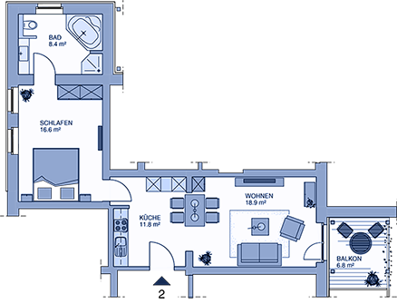 Grundriss der Ferienwohnung - Apartment 02