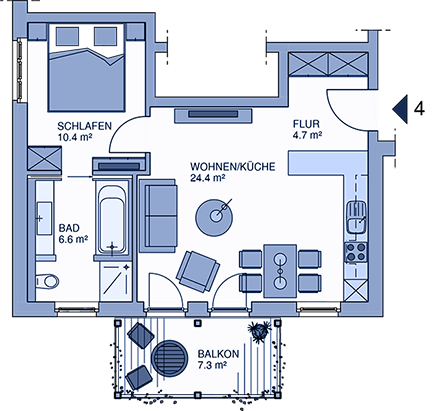 Grundriss der Ferienwohnung - Ferienwohnung 04